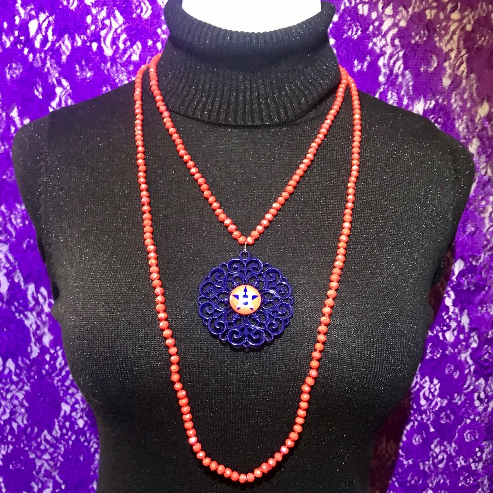 Houston Astros 60” 6mm Crystal H-Town  Necklace